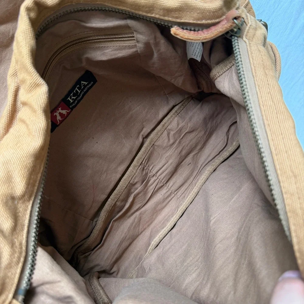 Kakadu Traders Australia Canvas Messenger Bag Tan Leather Trim Outdoor Equipment